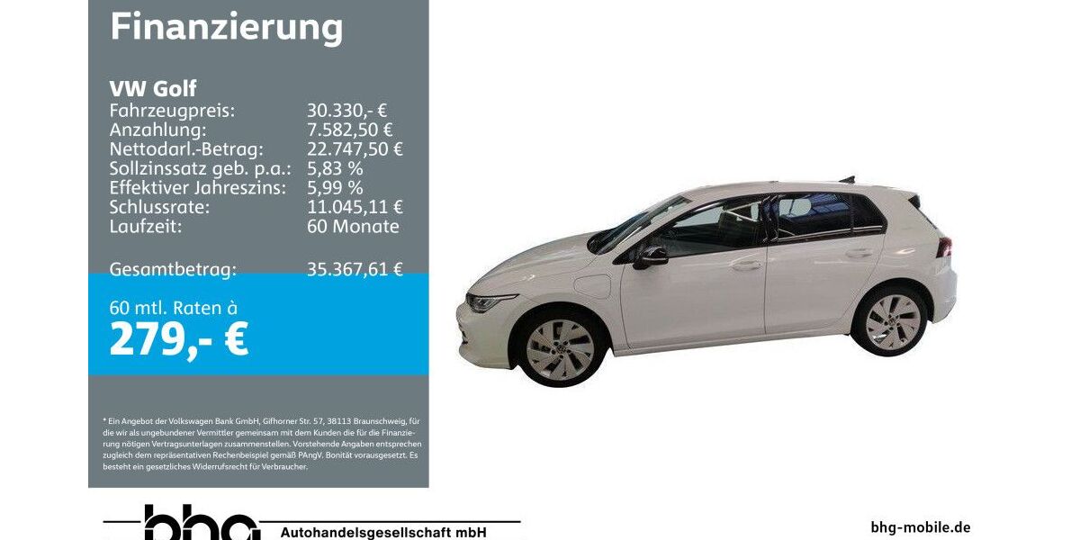 VW Golf 15.327 km 30.330 &euro; Durmersheim 76448